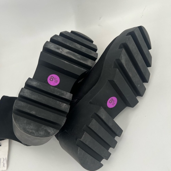 Zara Neoprene Fabric Chunky Platform Lug Sole Boots In Black - Picture 6 of 7